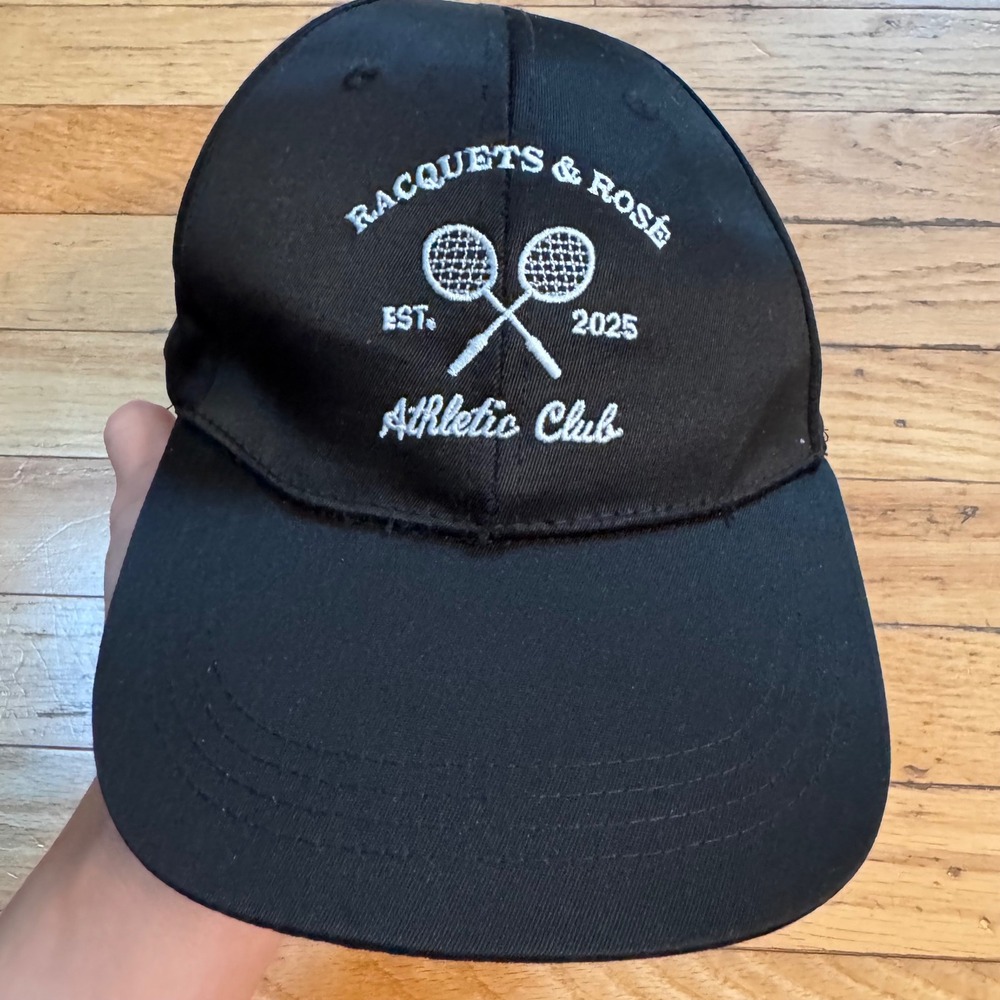 Gertex Racquets & Rose Athletic Club Black Tennis Baseball Cap Hat NWT